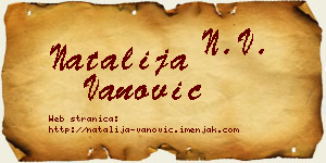 Natalija Vanović vizit kartica